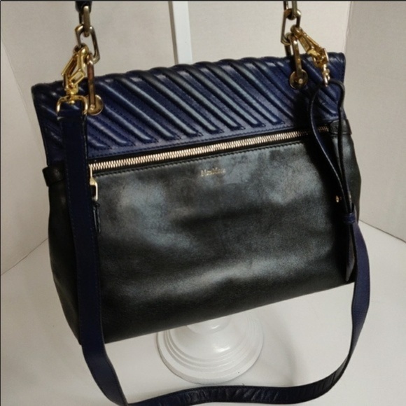 MaxMara Blue Black Crossbody Bag Purse - Picture 6 of 10